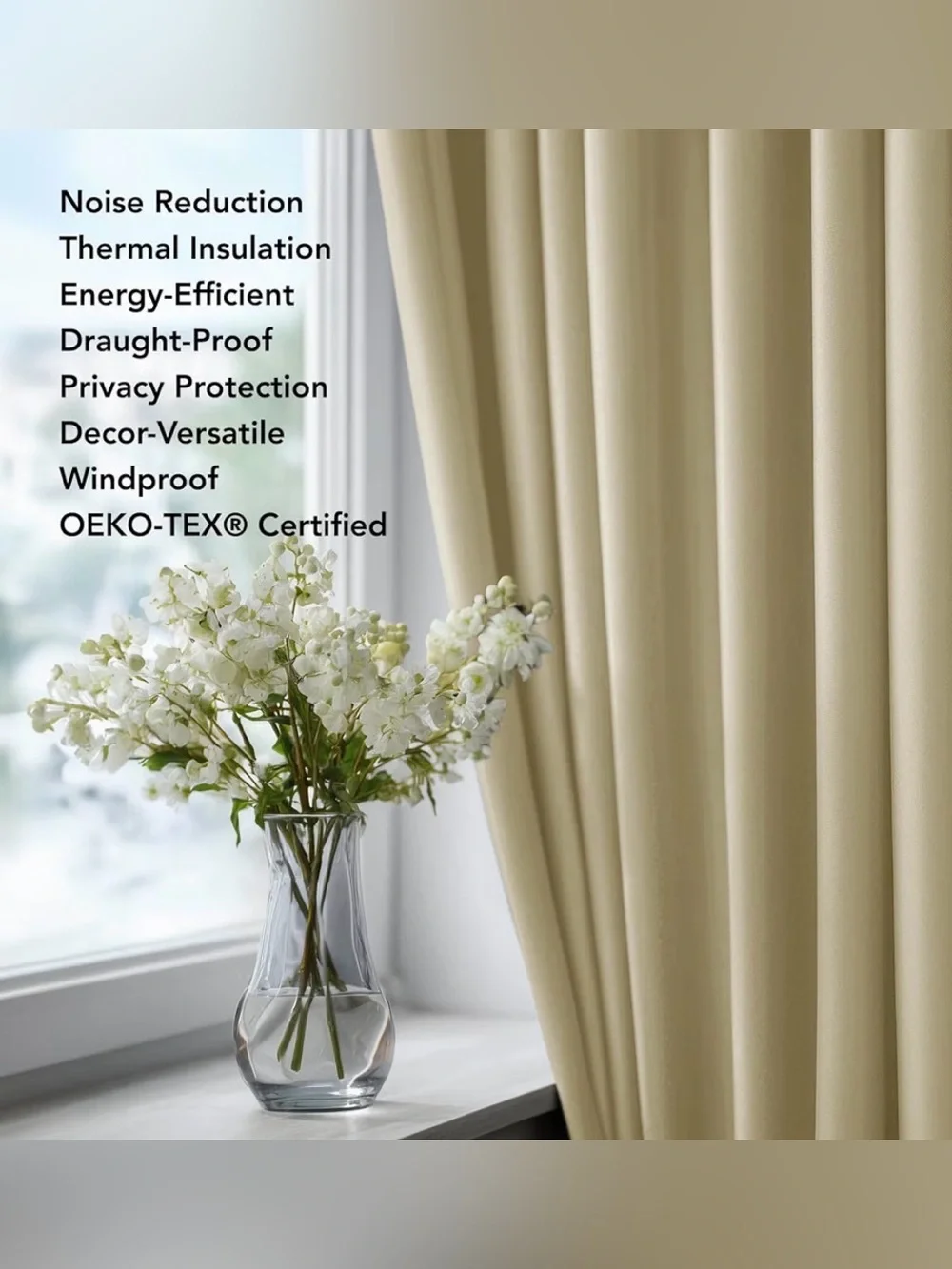 2 Deconovo Room Darkening Curtains beige 70“ x 108“ new panels back tab rod pock